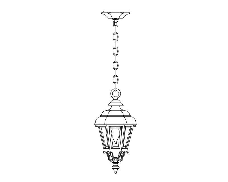 Jamestown, Small, aluminum, Ceiling Mount, Clear glass, chain, (1) 60W INC, 120V